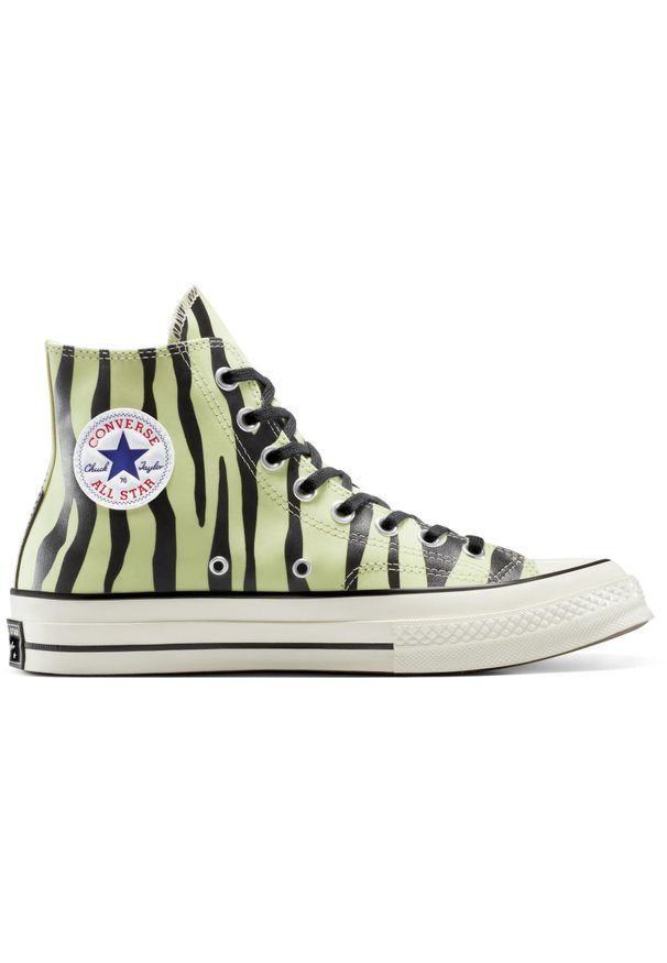 Buty sportowe Converse Chuck 70 Glow In The Dark Zebra Print. Kolor: zielony. Materiał: materiał. Wzór: motyw zwierzęcy, nadruk. Styl: sportowy