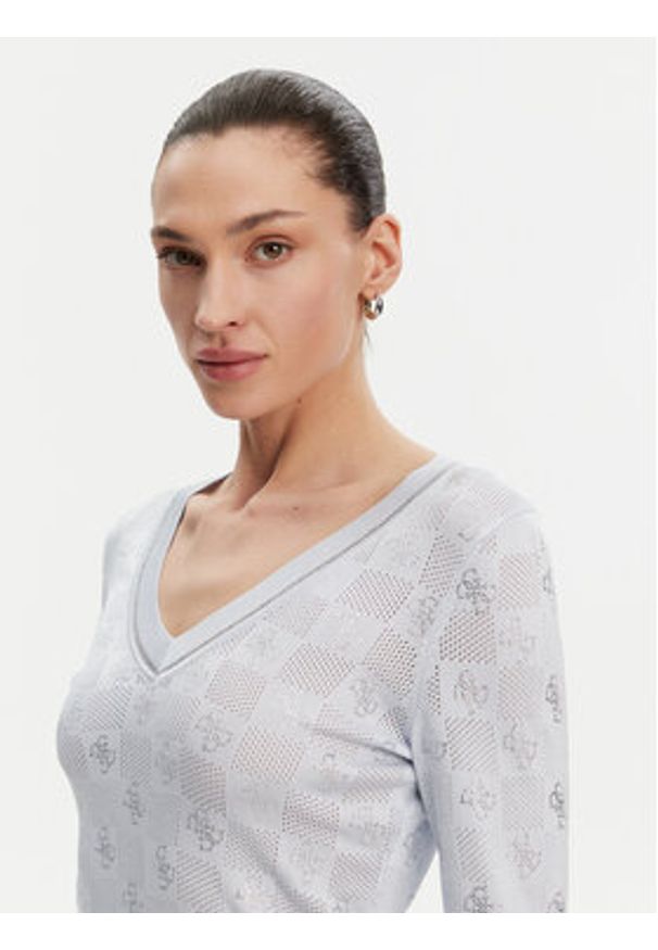 Guess Sweter W5GR07 Z3D60 Niebieski Regular Fit. Kolor: niebieski. Materiał: wiskoza