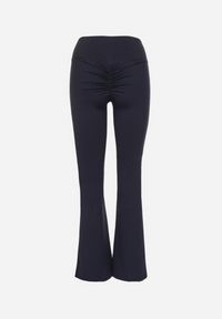 Born2be - Granatowe Legginsy Typu Dzwony z Wysokim Stanem Orralise. Stan: podwyższony. Kolor: niebieski. Materiał: tkanina. Styl: klasyczny