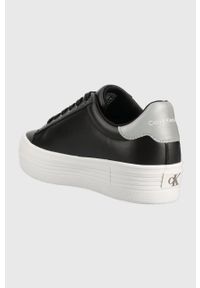 Calvin Klein Jeans sneakersy skórzane VULC FLATFORM LACEUP kolor czarny YW0YW01220. Nosek buta: okrągły. Kolor: czarny. Materiał: skóra. Obcas: na platformie #3