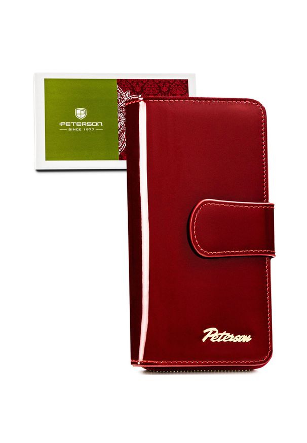 Portfel damski Peterson PTN BC-76116 czerwony. Kolor: czerwony. Materiał: skóra, lakier
