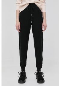 Morgan spodnie damskie kolor czarny joggery high waist. Stan: podwyższony. Kolor: czarny. Materiał: dzianina