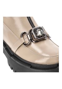 Beżowe Botki S.Barski Modne Buty Damskie. Zapięcie: klamry. Kolor: beżowy. Materiał: skóra ekologiczna. Obcas: na platformie. Styl: elegancki #7
