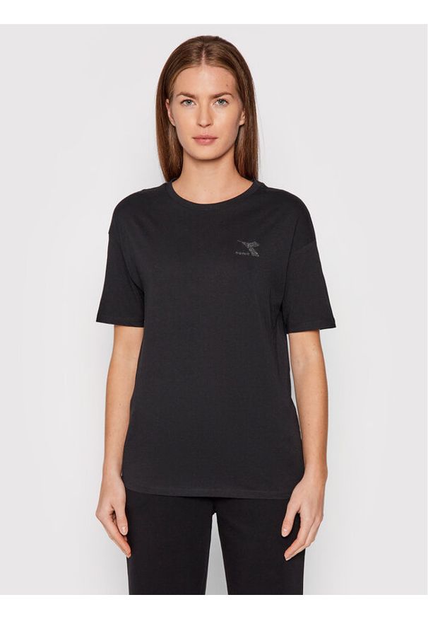 Diadora T-Shirt Blink 102.177789 Czarny Regular Fit. Kolor: czarny. Materiał: bawełna