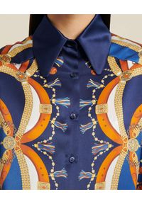 Luisa Spagnoli - LUISA SPAGNOLI - Granatowa koszula z jedwabiu Lenia. Kolor: niebieski. Materiał: jedwab. Długość rękawa: długi rękaw. Długość: długie. Wzór: geometria #3