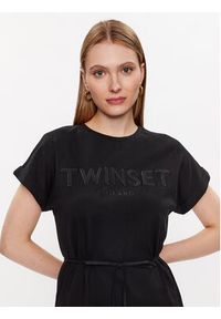 TwinSet - TWINSET Sukienka letnia 231TT2240 Czarny Regular Fit. Kolor: czarny. Materiał: bawełna. Sezon: lato #5