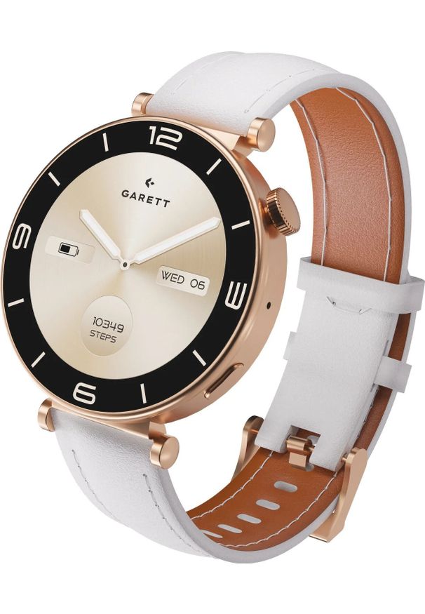 GARETT - Garett Rose Różowe Złoto-stalowy. Rodzaj zegarka: smartwatch. Kolor: szary, złoty, wielokolorowy, różowy. Materiał: skóra. Styl: elegancki, sportowy, casual
