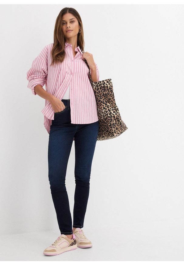 bonprix - Dżinsy o kroju slim fit, z dużą zawartością stretchu, high waist. Stan: podwyższony. Kolor: niebieski