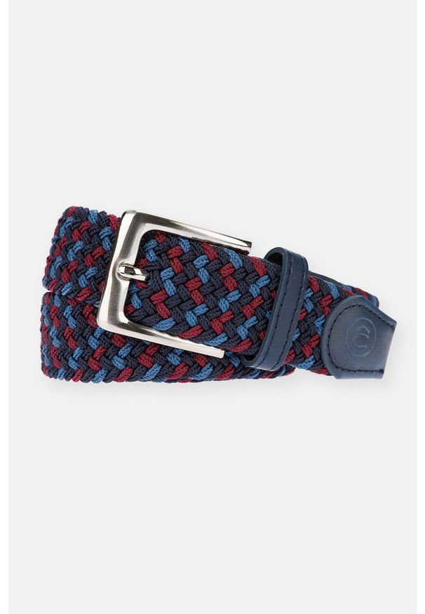 Lancerto - Pasek Pleciony Granatowo-Czerwony Braid. Kolor: wielokolorowy, niebieski, czerwony. Materiał: elastan, skóra, poliester, jeans. Wzór: kolorowy. Styl: klasyczny