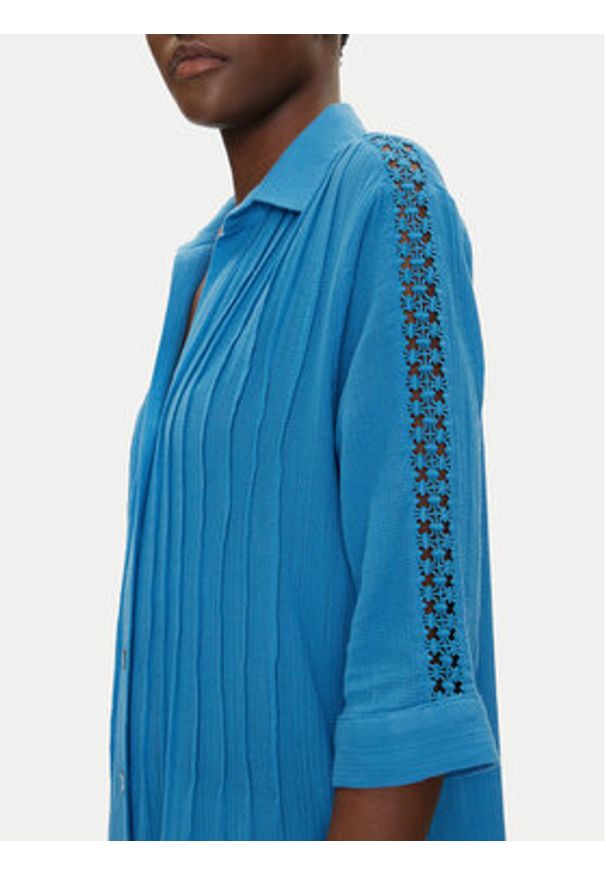 Iconique Sukienka koszulowa IC25-111 Niebieski Regular Fit. Kolor: niebieski. Materiał: bawełna. Typ sukienki: koszulowe