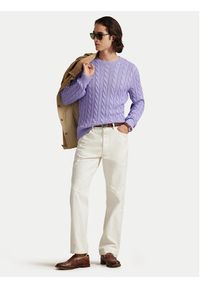 Polo Ralph Lauren Sweter 710775885531 Fioletowy jasny Regular Fit. Typ kołnierza: polo. Kolor: fioletowy. Materiał: bawełna #3