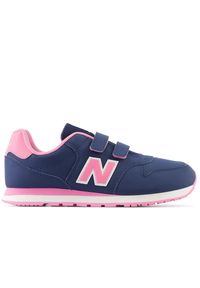 Buty New Balance GV500NP1 - granatowe. Zapięcie: rzepy. Kolor: niebieski. Materiał: materiał, syntetyk, skóra. Szerokość cholewki: normalna. Sport: turystyka piesza