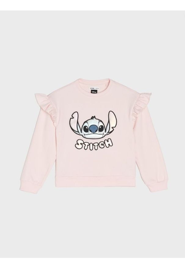 Sinsay - Bluza crewneck Stitch - różowy. Kolor: różowy