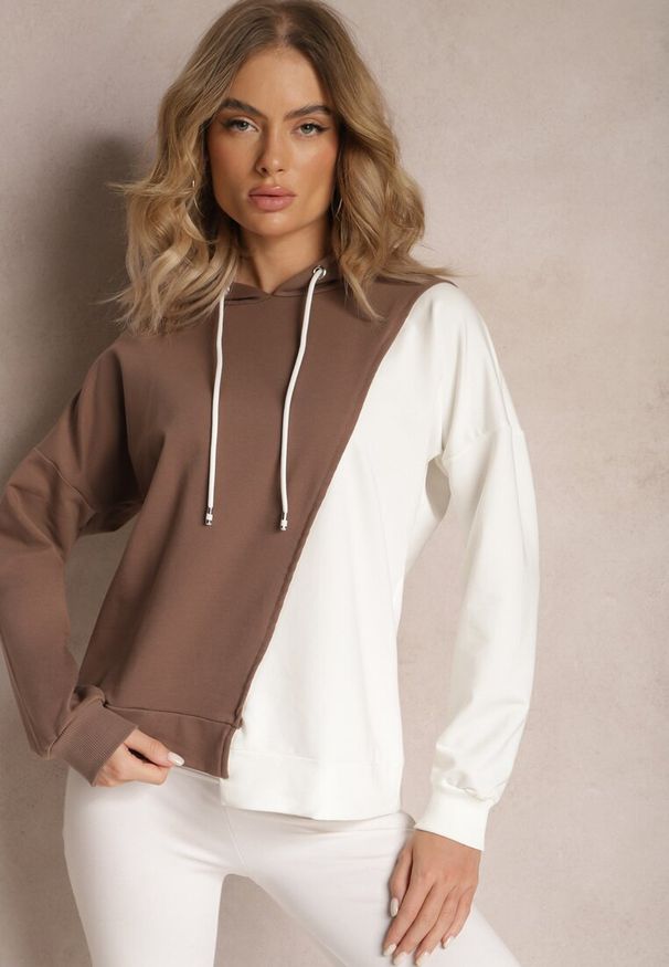 Renee - Brązowa Bawełniana Bluza z Kapturem i Ściągaczami Ardente. Typ kołnierza: kaptur. Kolor: brązowy. Materiał: bawełna