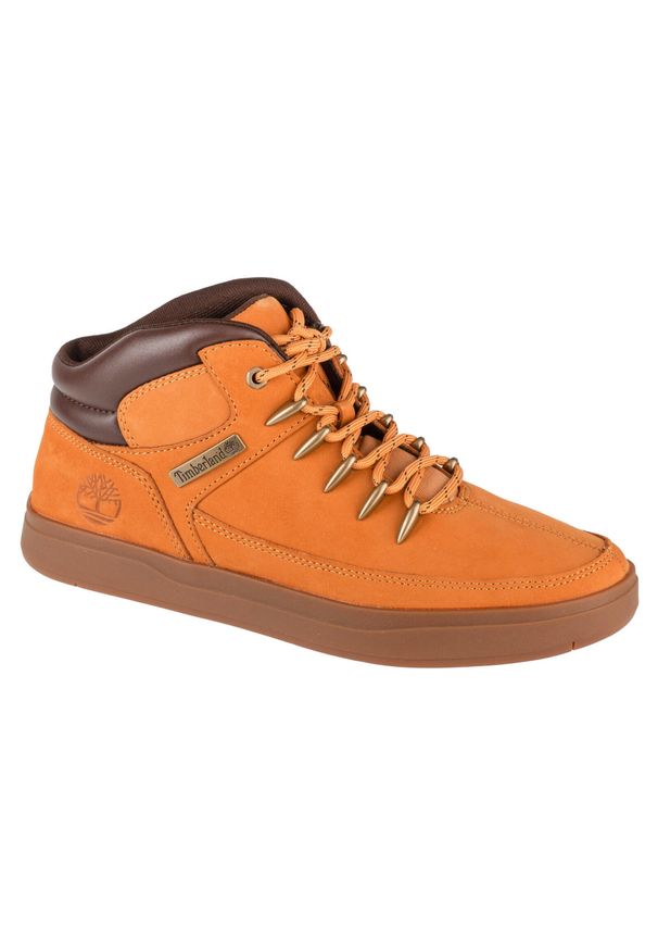 Timberland - Buty sportowe Sneakersy męskie, Davis Square Mid. Zapięcie: sznurówki. Kolor: żółty. Materiał: materiał. Szerokość cholewki: normalna. Sport: turystyka piesza