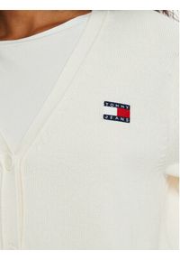 Tommy Jeans Kardigan Essential Badge DW0DW19913 Biały Relaxed Fit. Kolor: biały. Materiał: bawełna