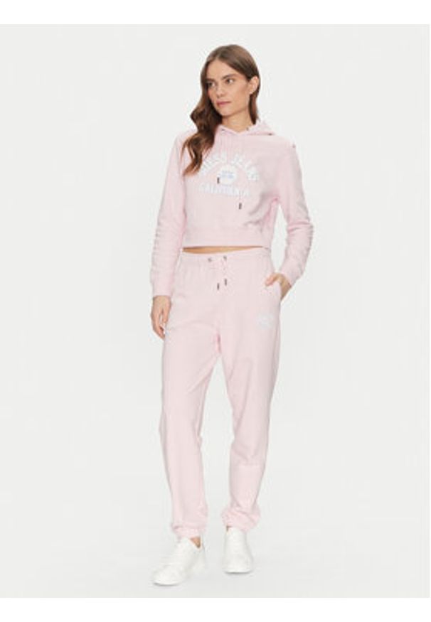 Guess Jeans Spodnie dresowe W5RB63 K68I4 Beżowy Regular Fit. Kolor: beżowy. Materiał: bawełna