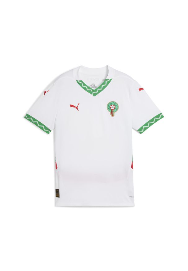 Puma - Młodzieżowa koszulka wyjazdowa Maroko 2025 PUMA White Fast Green Red. Kolor: biały, zielony, czerwony, wielokolorowy