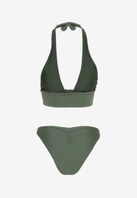 Renee - Ciemnozielone Eleganckie Bikini z Ozodbnym Wiązanym Biustonoszem i Figami Push Up Gwydion. Kolor: zielony