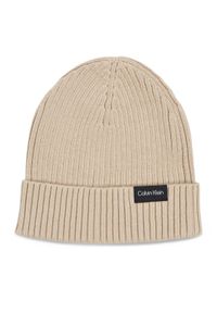 Calvin Klein Czapka Classic Cotton Rib Beanie K50K510982 Beżowy. Kolor: beżowy. Materiał: bawełna