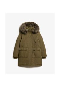 Parka z sztucznego futra damska Superdry Everest. Kolor: zielony. Materiał: futro. Długość rękawa: długi rękaw #1