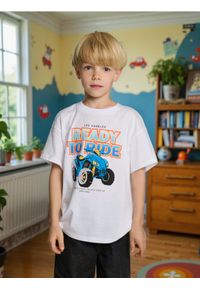 Sinsay - Koszulka z nadrukiem w samochody - biały. Kolor: biały. Wzór: nadruk #1