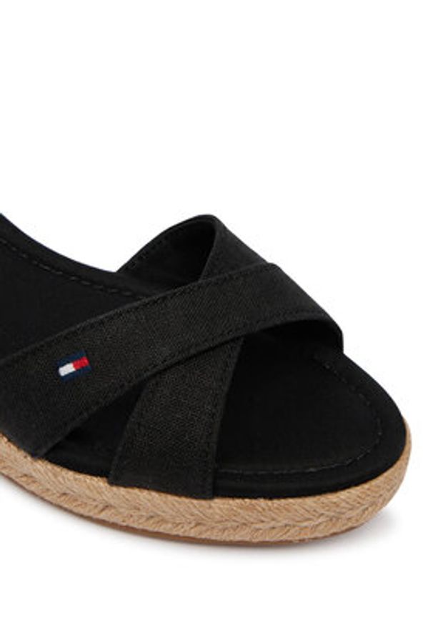 TOMMY HILFIGER - Tommy Hilfiger Espadryle Mid Wedge Espad X Cross FW0FW09332 Czarny. Kolor: czarny. Materiał: materiał