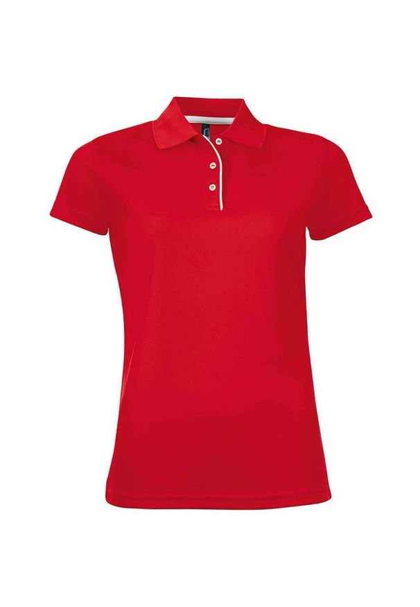 SOL'S - Damska Sportowa Koszulka Polo Performer. Typ kołnierza: polo. Kolor: czerwony. Styl: sportowy