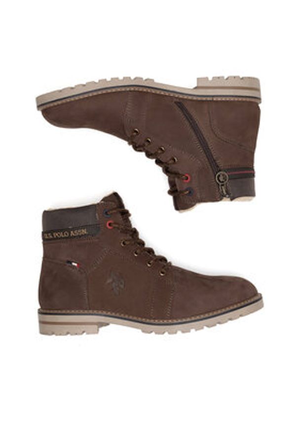 U.S. Polo Assn. Trapery POLY001M/DLT1 Brązowy. Kolor: brązowy. Materiał: skóra, nubuk