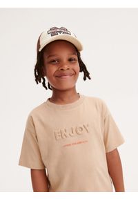 Reserved - Bawełniany t-shirt z aplikacją 3d - jasnoszary. Kolor: szary. Materiał: bawełna. Wzór: aplikacja #1