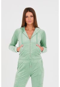 Juicy Couture - JUICY COUTURE Seledynowa damska bluza Madison, Rozmiar XL. Typ kołnierza: kaptur. Kolor: niebieski