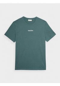 outhorn - T-shirt z nadrukiem męski - oliwkowy. Okazja: na co dzień. Kolor: oliwkowy. Materiał: bawełna, dzianina. Wzór: nadruk. Styl: casual #1