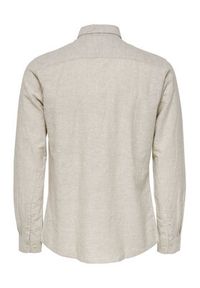 Only & Sons Koszula Caiden 22012321 Beżowy Slim Fit. Kolor: beżowy. Materiał: len, bawełna #3