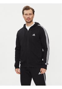 Adidas - adidas Bluza Essentials French Terry 3-Stripes Full-Zip Hoodie IC0433 Czarny Regular Fit. Kolor: czarny. Materiał: bawełna