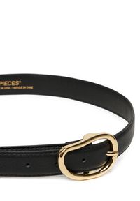 Pieces Pasek Damski Pcsigne Jeans Belt 17156585 Czarny. Kolor: czarny. Materiał: skóra