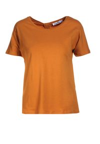 Born2be - Jasnobrązowy T-shirt Aclurgh. Kolor: brązowy. Materiał: dzianina. Długość rękawa: krótki rękaw. Długość: krótkie #5