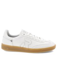 Białe Sneakersy Rieker Modne Płaskie Obuwie Damskie. Okazja: na co dzień. Zapięcie: sznurówki. Kolor: biały. Materiał: guma, skóra. Szerokość cholewki: normalna