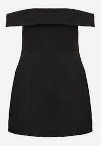 Born2be - Czarna Taliowana Sukienka z Dekoltem Bandeau z Zakładką Zelzemis. Kolor: czarny. Styl: elegancki, klasyczny #2