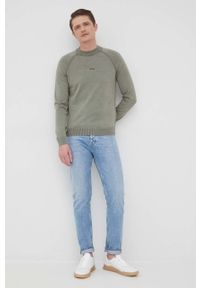 BOSS sweter bawełniany BOSS CASUAL 50465623 męski kolor zielony lekki. Okazja: na co dzień. Kolor: zielony. Materiał: bawełna. Długość rękawa: raglanowy rękaw. Styl: casual #2