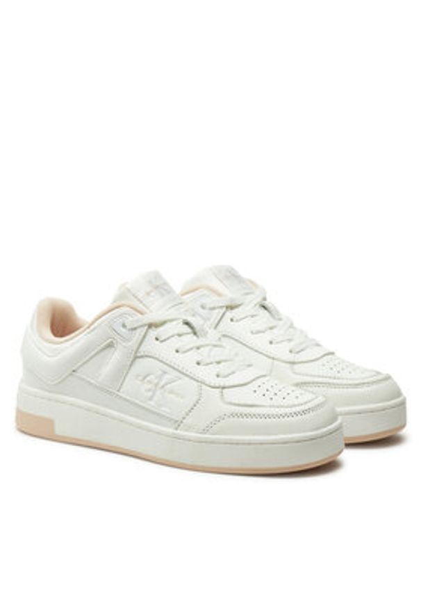 Calvin Klein Jeans Sneakersy Basket Cupsole Low Mix YW0YW01650 Biały. Kolor: biały. Materiał: skóra