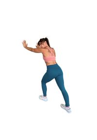 LES POULETTES FITNESS - Legginsy damskie Les Poulettes Fitness vert canard. Kolor: niebieski, zielony, wielokolorowy. Materiał: materiał. Sport: fitness