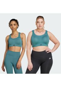 Adidas - Biustonosz treningowy TLRD Impact o mocnym wsparciu. Kolekcja: plus size. Kolor: niebieski. Materiał: materiał. Technologia: ClimaCool (Adidas). Sport: fitness #1