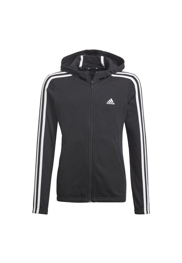 Adidas - Bluza dziecięca z kapturem na zamek błyskawiczny adidas Essentials 3S. Typ kołnierza: kaptur. Kolor: biały, wielokolorowy, czarny. Sport: fitness