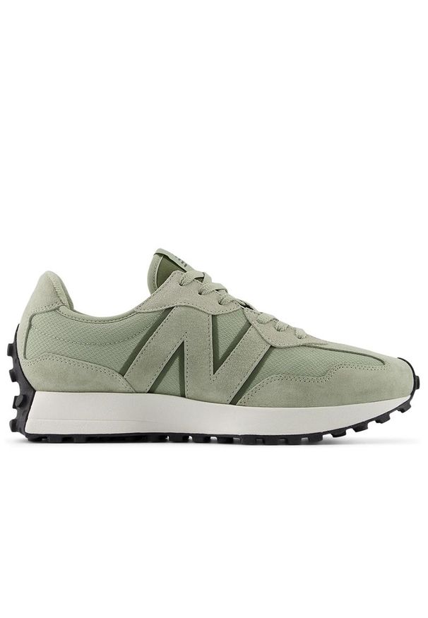 Buty New Balance U327SWC - zielone. Okazja: na co dzień. Zapięcie: sznurówki. Kolor: zielony. Materiał: skóra, guma. Szerokość cholewki: normalna