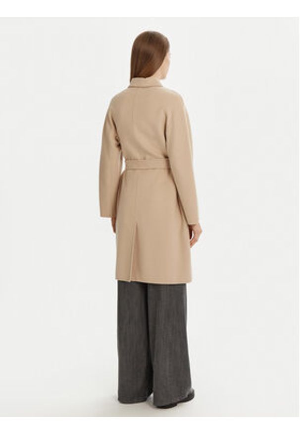 Weekend Max Mara Płaszcz wełniany Avenue 2515011021 Beżowy Regular Fit. Kolor: beżowy. Materiał: wełna