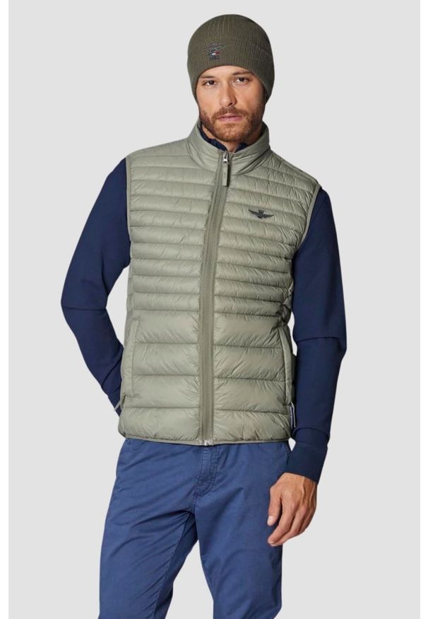 Aeronautica Militare - AERONAUTICA MILITARE Zielony bezrękawnik Ultralight Quilted Vest. Kolor: zielony. Długość rękawa: bez rękawów