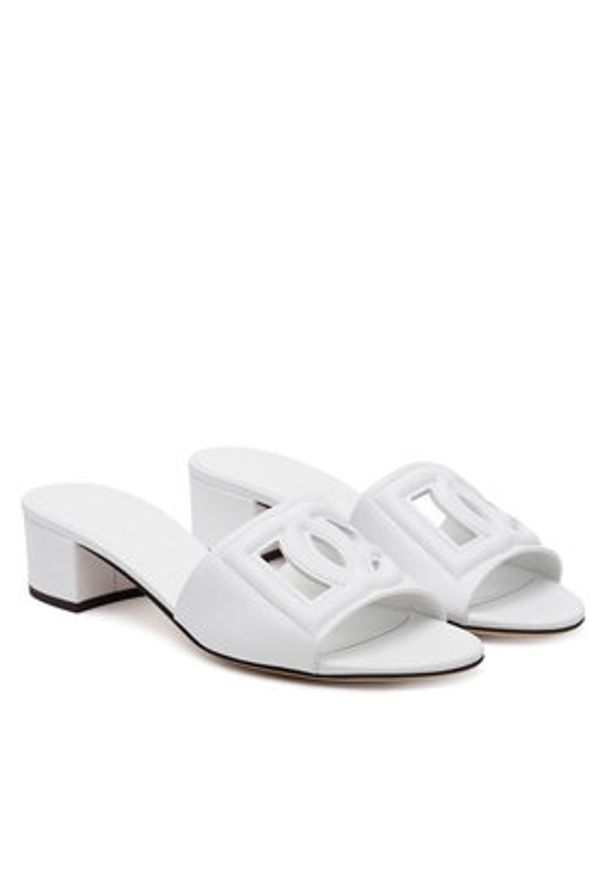 DOLCE & GABBANA - Dolce&Gabbana Klapki CR1755 AY329 Biały. Kolor: biały. Materiał: skóra