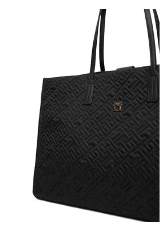 TOMMY HILFIGER - Tommy Hilfiger Torebka Th City Tote Mono Nylon AW0AW18163 Czarny. Kolor: czarny. Materiał: skórzane