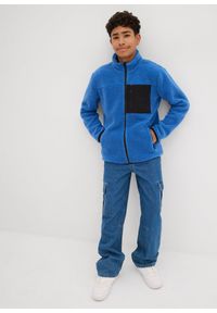 bonprix - Bluza rozpinana z polaru baranka. Kolor: niebieski. Materiał: polar