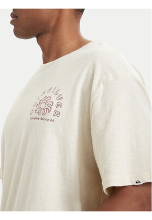 Quiksilver T-Shirt Curve Palm EQYZT08303 Kremowy Regular Fit. Kolor: kremowy. Materiał: bawełna